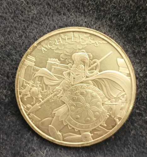 LEGENDARY WARRIORS - ACHILLES - 1 Troy Ounce .999 Fine Silver Round.  NICE!