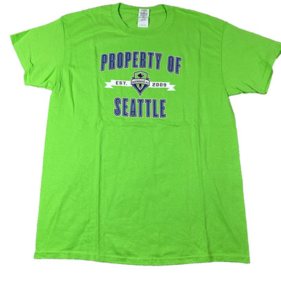 Gildan Heavy Cotton Mens L Green Graphic Seattle Sounders FC Soccer MLS T-Shirt