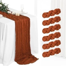 6Pcs Terracotta Cheesecloth Table Runner 120 Inch10FT 10ft x 6pc Rust