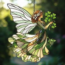 Fairy Four Leaf Clover Suncatcher, Shamrock Window Hanging St Patrick s Day Gift