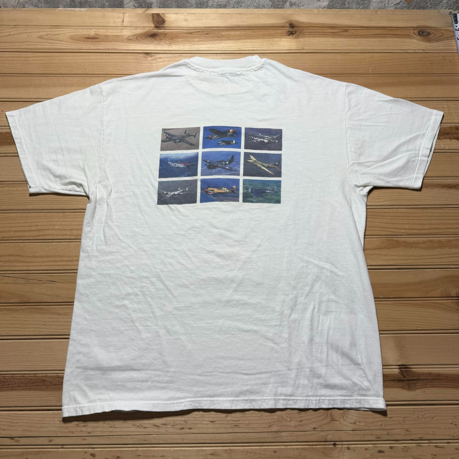 Vintage 90s Y2K US Navy VF-53 Blue Knights F4U Corsair WWII Fighter Shirt XL