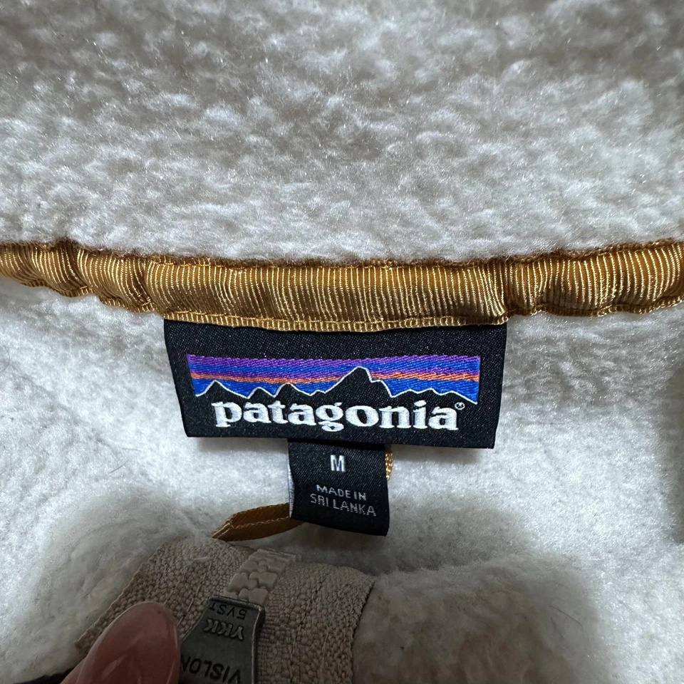 Pullover polar Patagonia para mujer mediano blanco retro pila 1/4 cremallera bolsillos sherpa Foto 3 de 4