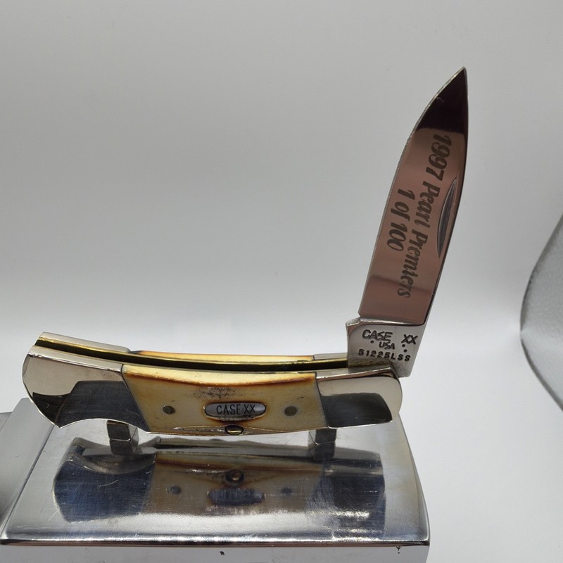 Case XX 1997 Pearl Premier 51225LSS Stag Lockback Knife 1 of 100 w/ Box