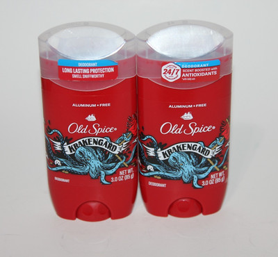 LOT (2) OLD SPICE KRAKENGARD DEODORANT 3.0 OZ ALUMINUM-FREE