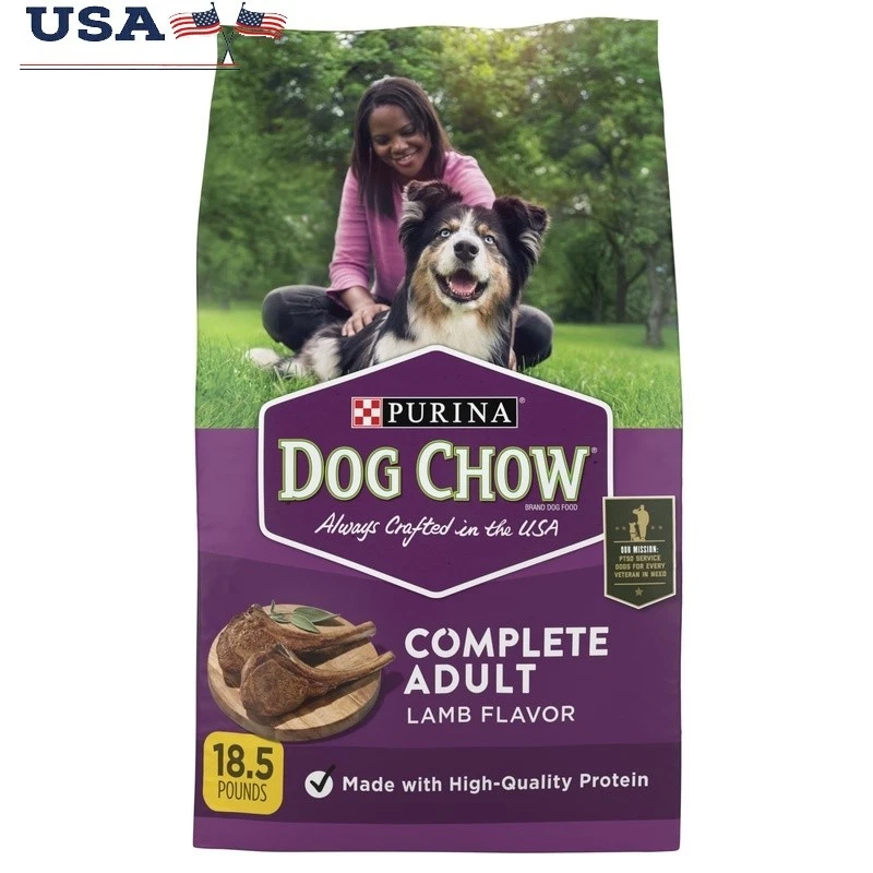 Lamb Flavor Dry Dog Food Complete Adult Kibble High Protein Immune Health 18.5lb