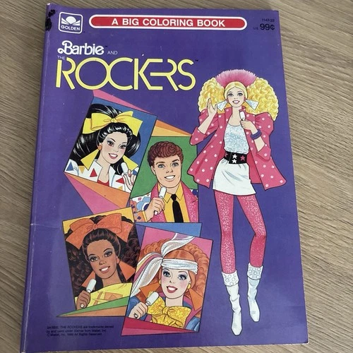 Vintage 1986 Barbie And The Rockers Coloring Book Golden Partially Used