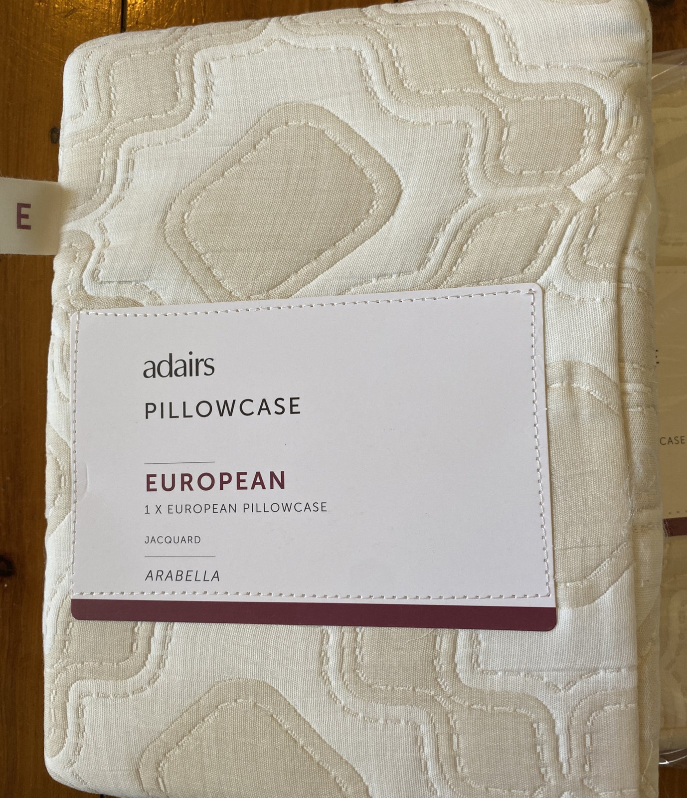 Adairs European Pillowcases X 2 Arabella Jacquard Natural Brand New