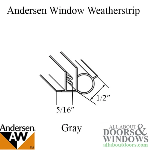 Andersen Casement Window Weathestrip Pair PSC6 Gray Andersen Window Weather Seal - Image 2 of 3
