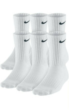 Authentic NIKE / CREW Socks / 6 Pairs 1Pack/ Men's 8-12 / Woman 10-13 / WHITE