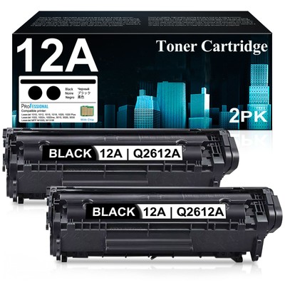 Q2612A Toner Cartridge with Chip for HP 12A 2PK Black for LaserJet 1020 1010