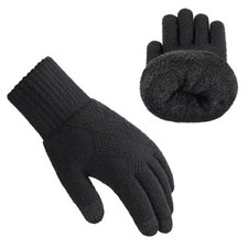 Winter Gloves for Men Women, Thicken Touch Screen Glove, Dual-Layer Knit Lining,