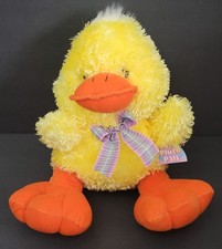 NWT LARGE EASTER PLUSH Yellow Duck w/ Bow 14" Tall NOS
