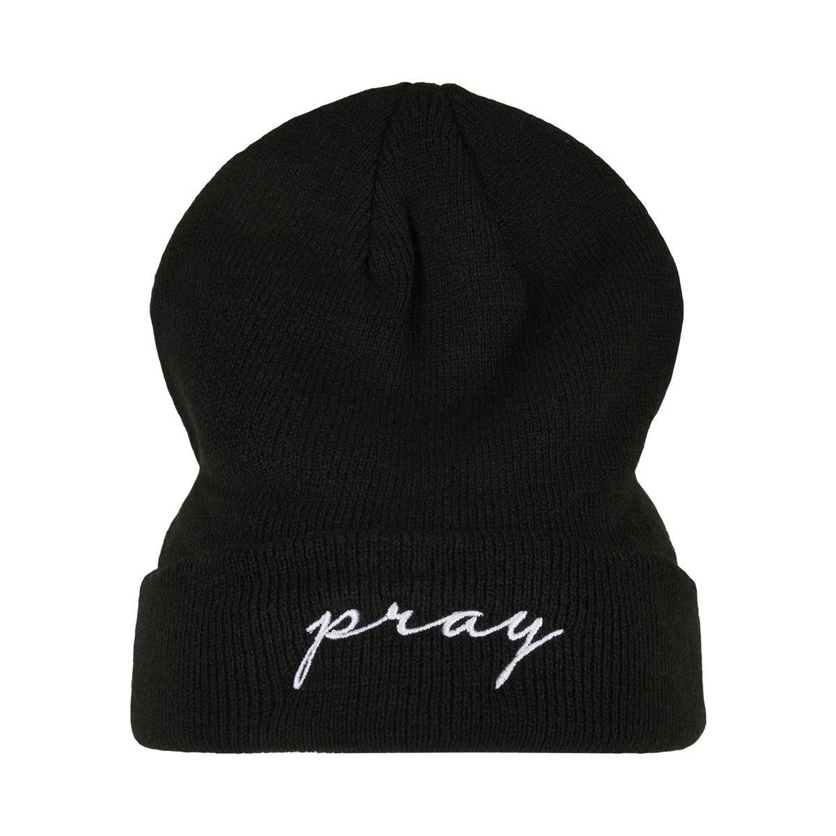 Mister Tee Pray Embroidered Beanie Flap Ribbed Cap Unisex