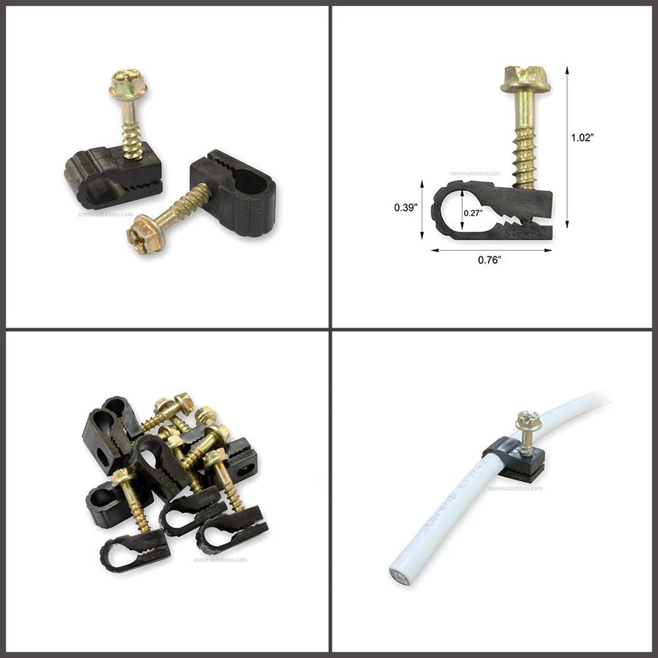 Clips de cable coaxial Steren, soporte de cable, clips de cable, clips colgantes, paquete de 100 Foto 4 de 4
