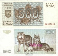 Banknoten Litauen 1993 46 bankfrisch Hunde