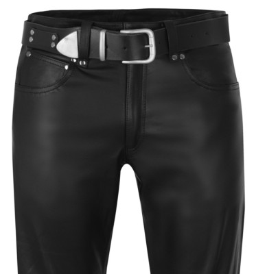LEDERHOSE schwarz klassische Lederjeans neu  leather trousers pants black Cuir