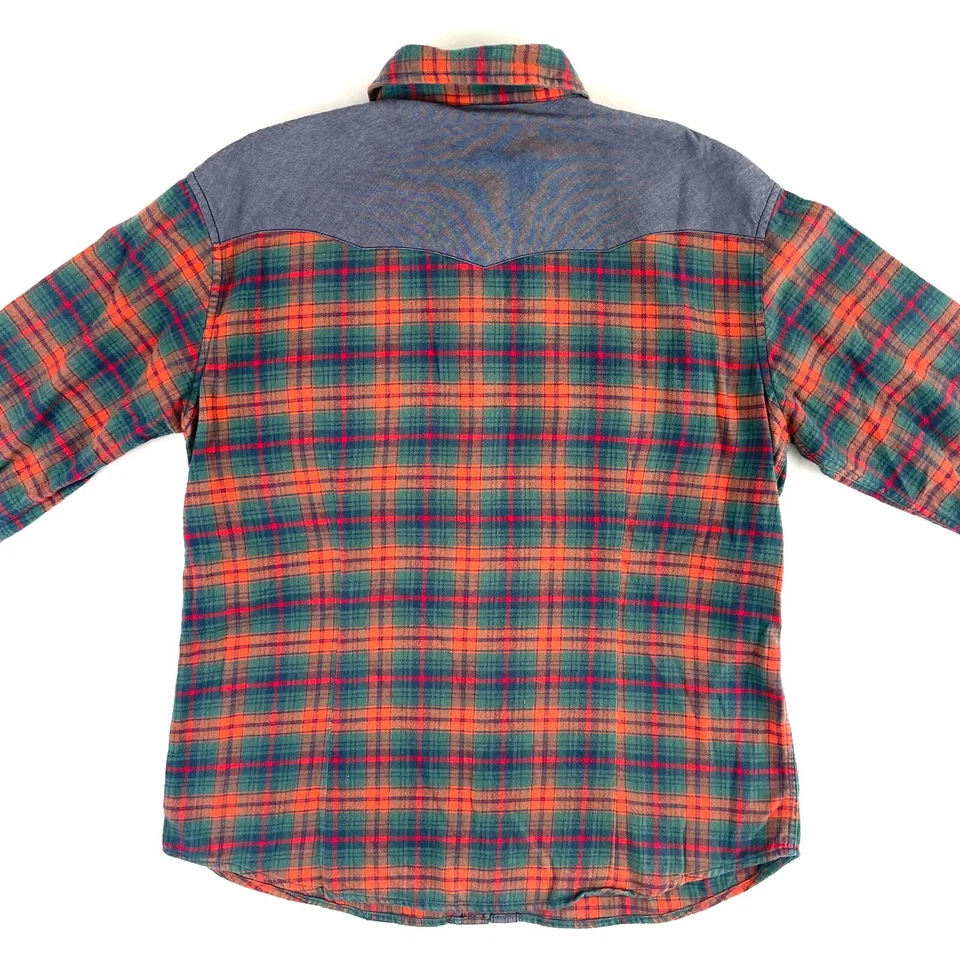 Wrangler Western Shirt Mens Sz XL Red Green Plaid Flannel Pearl Snap Long Sleeve - image 2 of 4