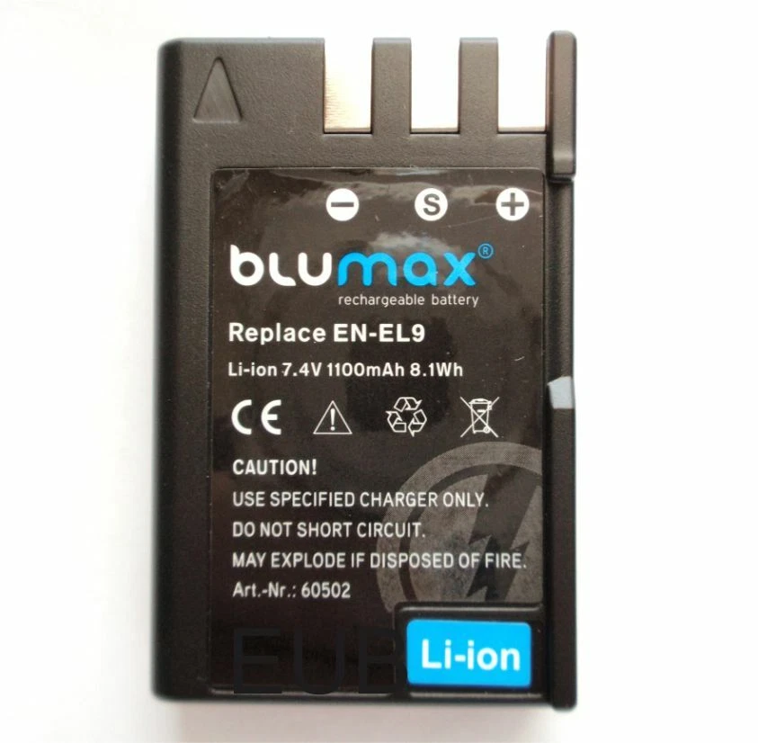 BLUMAX TECHNOLOGIES NEW Batteria BLUMAX per Nikon EN-EL9 EN-EL9A EN-EL9E DSLR-D40 DSLR-D40A 1100mAH