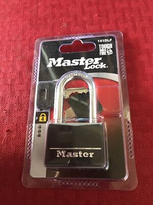Master Lock 141DLF Black Covered Solid Body Padlock, 1-1/2'' Shackle, 1-9/16''