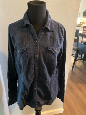 Girl Krazy Blue Button Down Shirt Clothes Girls Size Large 14/16 Clothing Kids