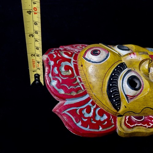 Tribal Shaman Mask Nepalese Carved Wooden Masque Primitive Tibetan Fine Art - Picture 12 of 12