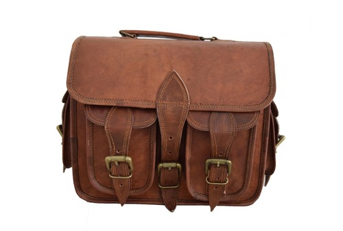 11" Leather Satchel Camera Messenger Bag DSLR SLR Padded Case Handbags Briefcase - Picture 2 of 11