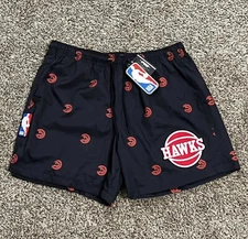 Pro Standard Atlanta Hawks Black All Over Logo Basketball Shorts Men’s Sz Large