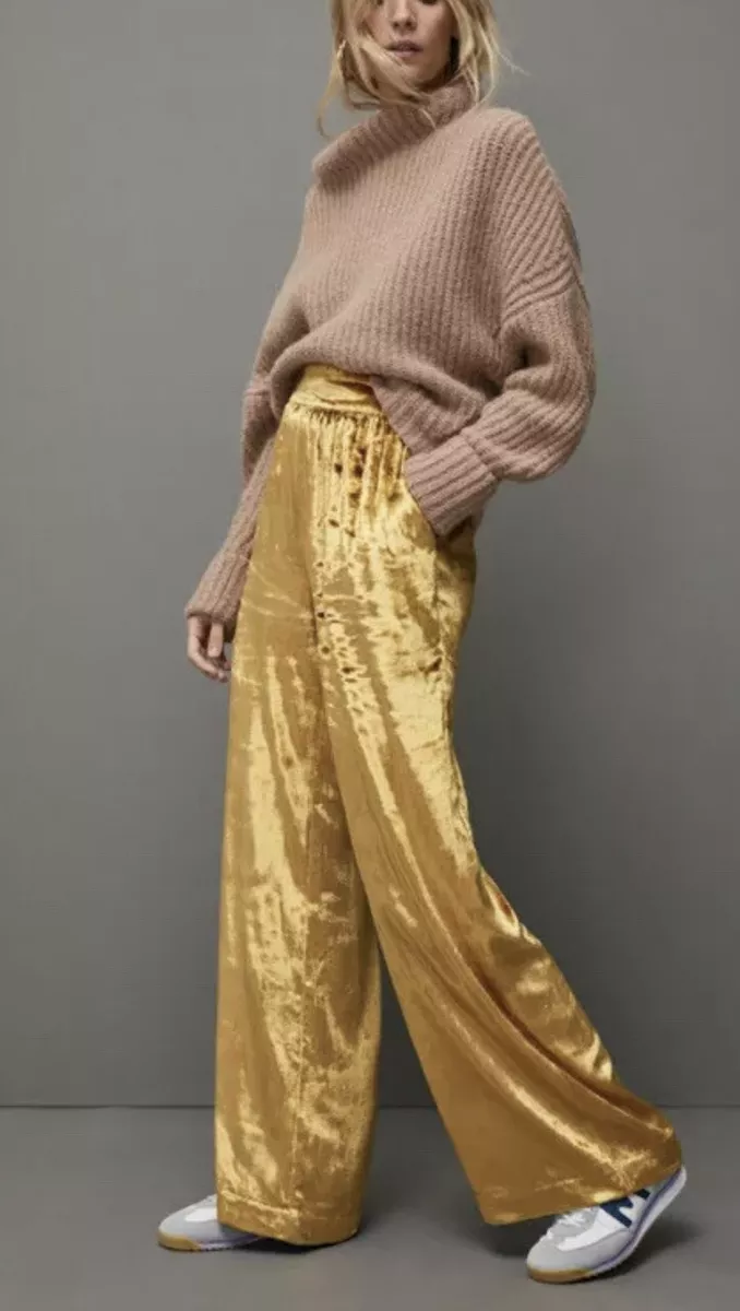 Mustard yellow ribbed flared pants and crop top set