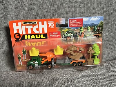 2022 MATCHBOX HITCH & HAUL TREE LUGGER MBX UTILITY FLATBED TRAILER 1/64 SCALE