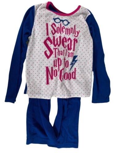 Harry Potter Girls Pajama 4/5 Blue White Kids Long Sleeves Pants Clothing Set - Picture 1 of 9