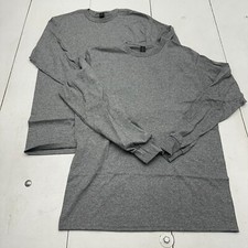 Gildan Gray 2 Pack Long Sleeve Shirt Men Size Medium
