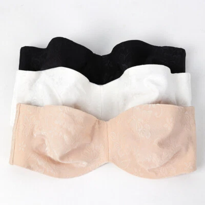 Ladies Strapless Bra Floral Lace Unlined Underwire Minimizer Multi-Way Plus Size - Image 1 of 4