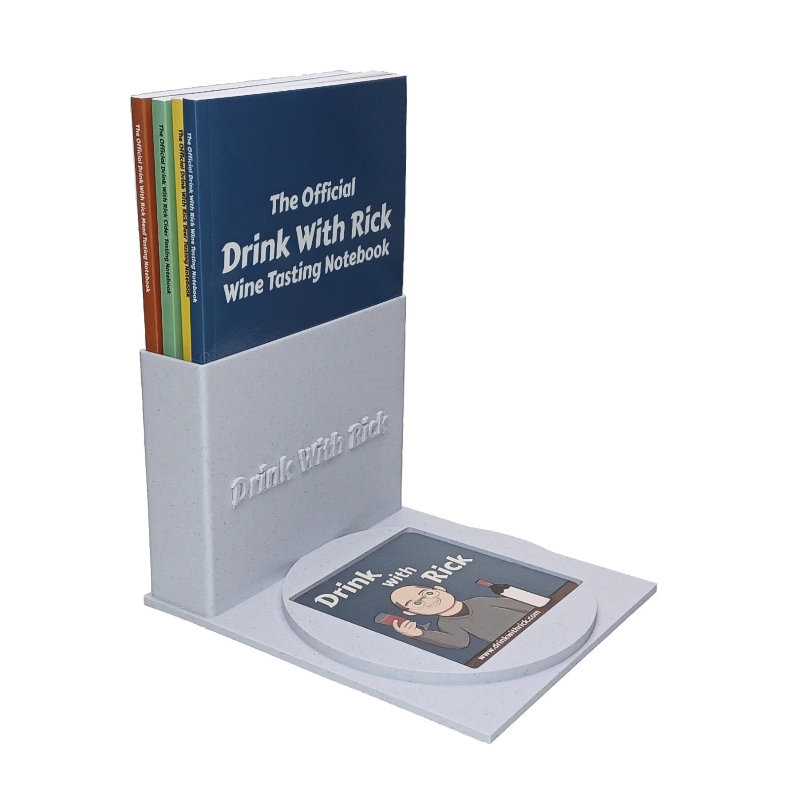 The Official Drink With Rick Book and Coaster Holder W/ 4Tasting Notebooks