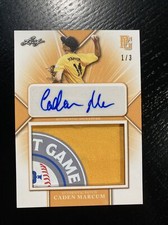 2021 Leaf Perfect Game Caden Marcum Auto Jersey Relic 1/3 Rangers Draft Pick