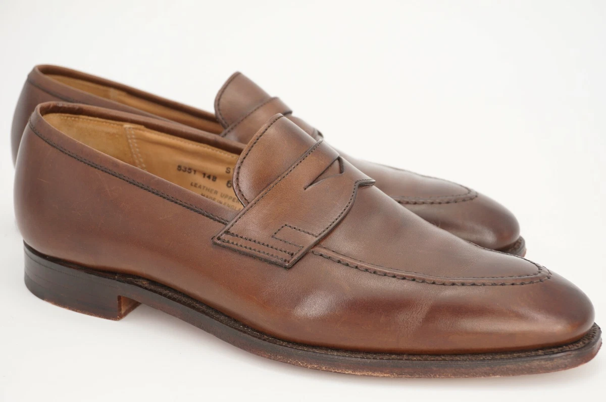 $650 | CROCKETT & JONES 7 D UK 6 E SYDNEY PENNY LOAFER BROWN 341 LEATHER  SHOES