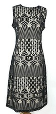 Sharagano Dress NWT Size 10 Black Lace Overlay Lined Zip Scoop Neck Business 