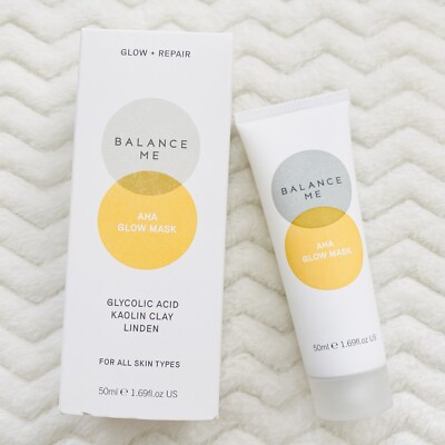BALANCE ME AHA Glow Repair Mask Glycolic Acid Kaolin Clay Linden 50ml  Full Size