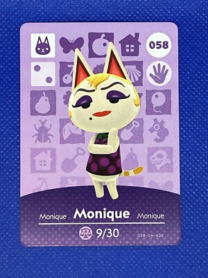 Carte Amiibo Animal Crossing 058 Monique (Série 1) - Édition EUR état Proche Neuf