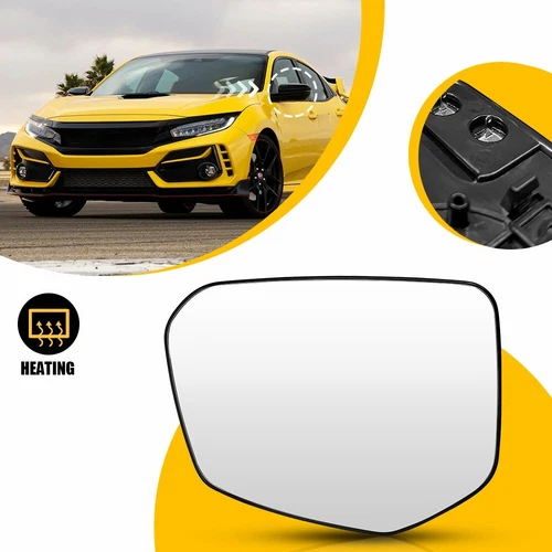 Mirror Glass Fit For 2016-2021 Honda Civic Driver Side Power Heated Replacement