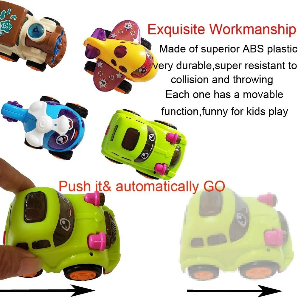 4 Pull Back Car Toys Model Push Go Construction Vehicles Airplane