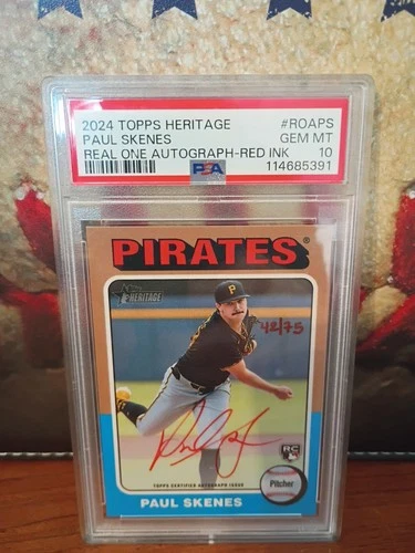PSA10 2024 Heritage PAUL SKENES RC, AUTO #ROA-PS Special Edition Red Ink 42/75