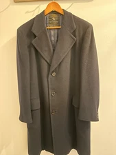 Vintage Hart Schaffner Marx 100% Cashmere Navy Overcoat Size 42R