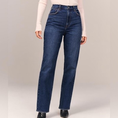 Abercrombie & Fitch Curve Love Ultra High Rise 90s Straight Jean Size 37 Short