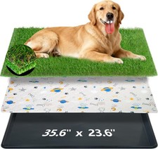 Reusable Dog Loo System W/ Artificial Grass Turf Pee Pads Tray for Puppy Potty