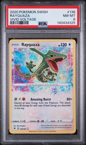 2020 POKEMON SWORD & SHIELD VIVID VOLTAGE #138 RAYQUAZA PSA 8