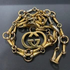 GUCCI Belt Logo Necklace Interlocking G Chain Gold Color Accessory Authentic