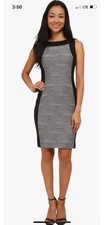 Calvin Klein Sheath Dress Textured Panels Size 8 Black/gray Sleeveless