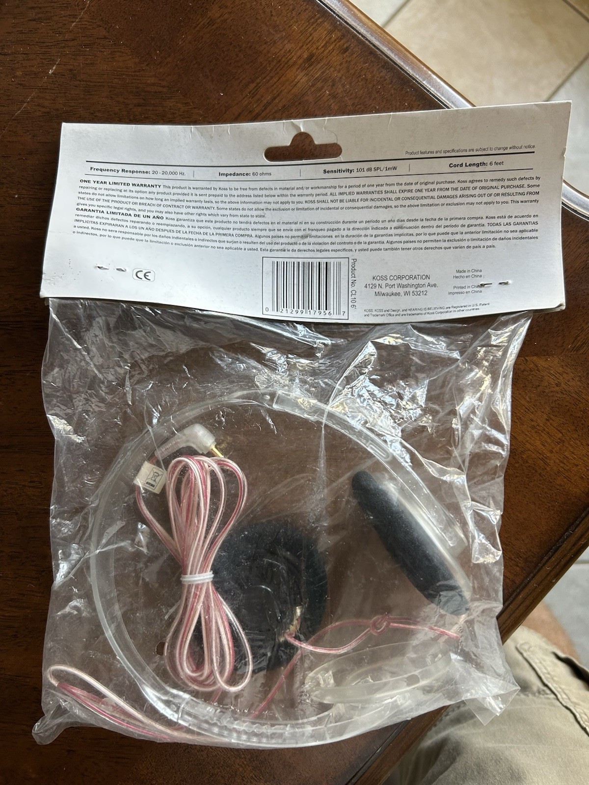 Vintage/Retro Koss CL10 Clear Transparent On-Ear Headphones 3.5mm Plug Brand New