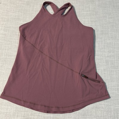 Lululemon Tank Top Women 8 Lilac Pullover Cross Strap Zip Pocket Yoga Gym Active