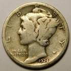1924 S Mercury Dime 90% Silver G-VG  "Actual Coin Pictured - Not Cleaned"